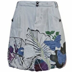 Desigual Skirt Y2K Patchwork Bubble Denim Mini Boho Size 38 US 8